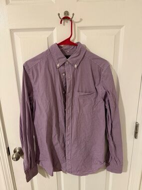 GAP Men's Lavender Micro-Check Button-Down Shirt
